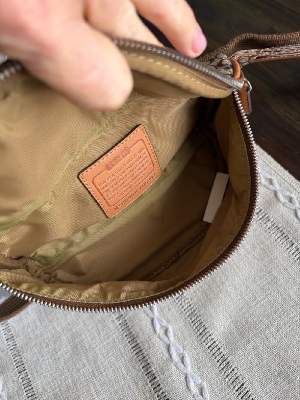 YTK Coach Brown Signature Canvas Belt Bag with Tan Leather Trim - Picture 4 of 8